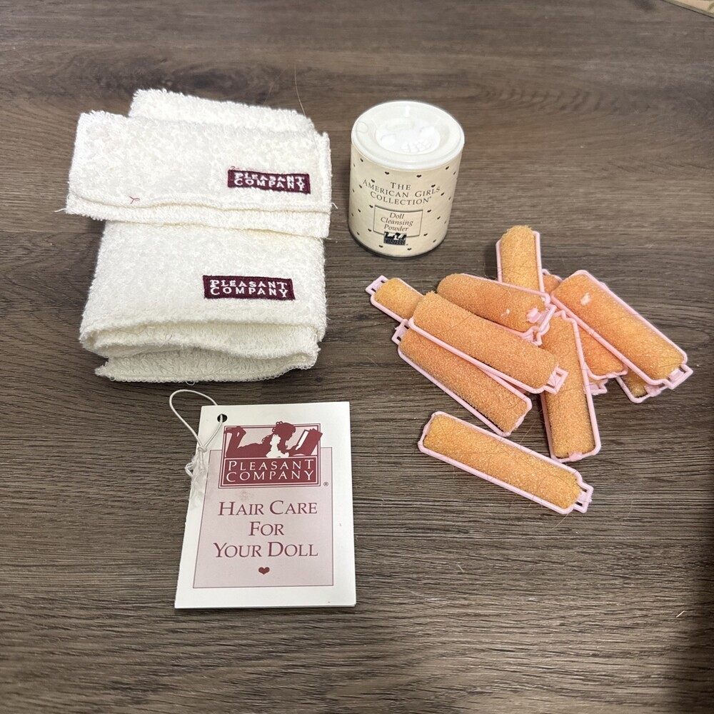 Pleasant Company American Girl Vintage Doll Cleaning Kit~Towel,Washcloth, Powder